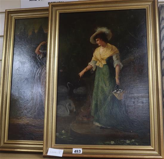 Paul Howard, pair of oils on panel, The Pets and In Doubt, inscribed verso, 47 x 31cm